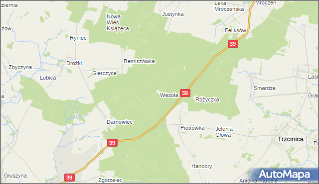 mapa Wesoła gmina Rychtal, Wesoła gmina Rychtal na mapie Targeo