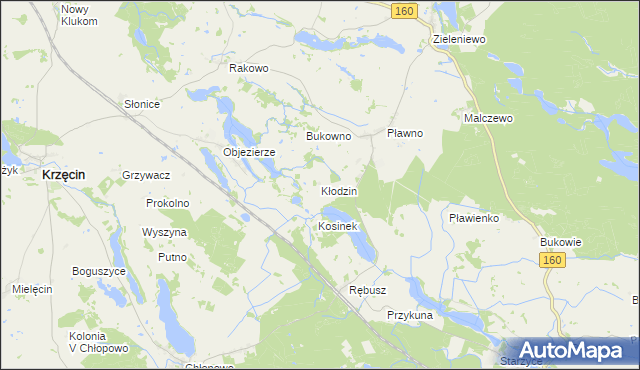 mapa Kłodzin gmina Bierzwnik, Kłodzin gmina Bierzwnik na mapie Targeo