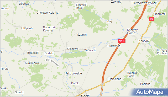 mapa Wiercień gmina Boćki, Wiercień gmina Boćki na mapie Targeo