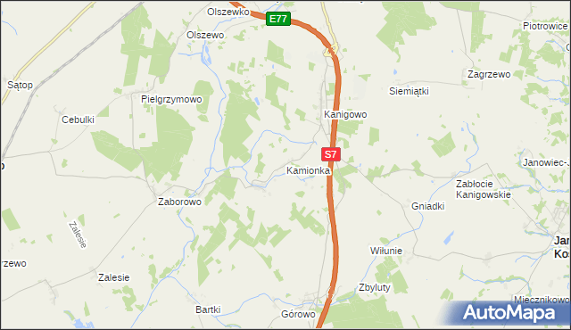 mapa Kamionka gmina Nidzica, Kamionka gmina Nidzica na mapie Targeo