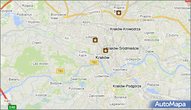mapa Krakowa, Kraków na mapie Targeo