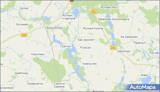 mapa Puszcza gmina Więcbork, Puszcza gmina Więcbork na mapie Targeo