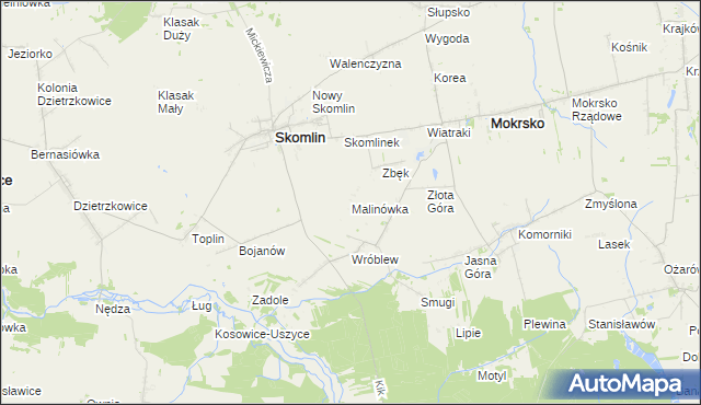 mapa Malinówka gmina Skomlin, Malinówka gmina Skomlin na mapie Targeo