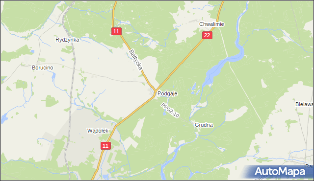 mapa Podgaje gmina Okonek, Podgaje gmina Okonek na mapie Targeo