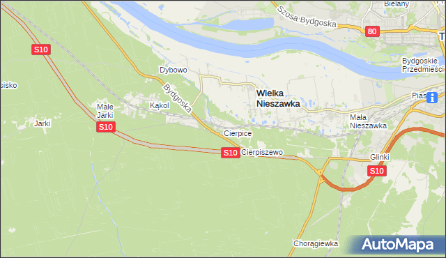 mapa Cierpice gmina Wielka Nieszawka, Cierpice gmina Wielka Nieszawka na mapie Targeo