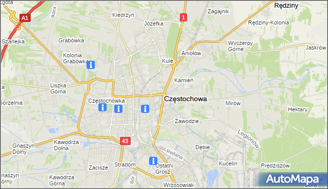 mapa Częstochowy, Częstochowa na mapie Targeo