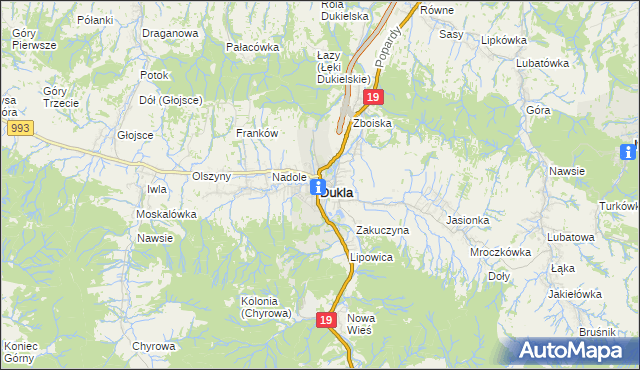 mapa Dukla, Dukla na mapie Targeo
