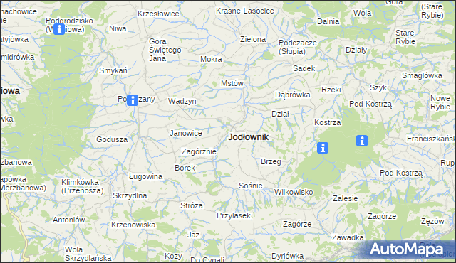 mapa Jodłownik, Jodłownik na mapie Targeo