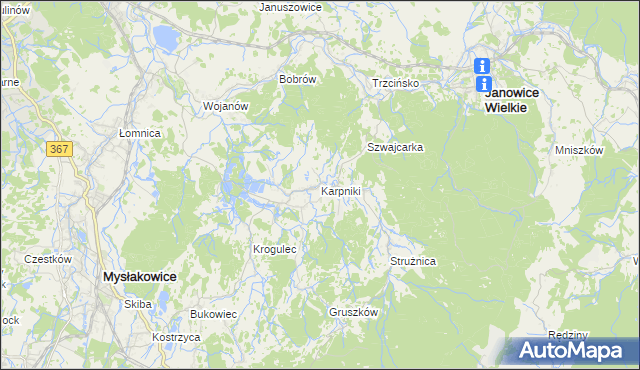 mapa Karpniki gmina Mysłakowice, Karpniki gmina Mysłakowice na mapie Targeo