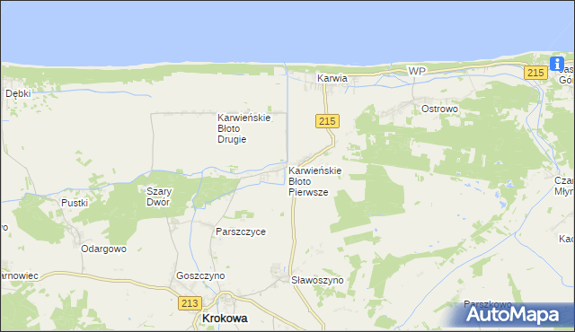 mapa Karwieńskie Błoto Pierwsze, Karwieńskie Błoto Pierwsze na mapie Targeo