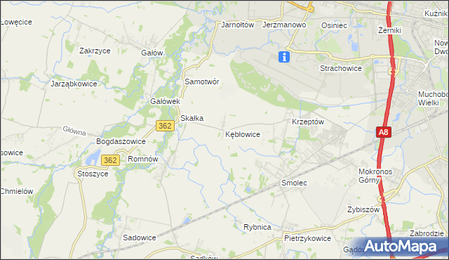 mapa Kębłowice gmina Kąty Wrocławskie, Kębłowice gmina Kąty Wrocławskie na mapie Targeo