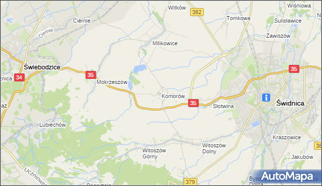 mapa Komorów gmina Świdnica, Komorów gmina Świdnica na mapie Targeo