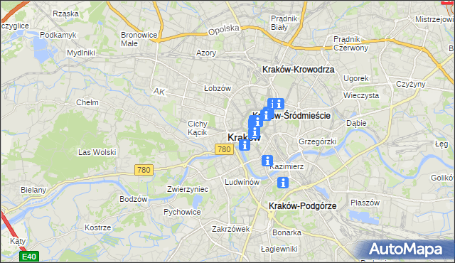 mapa Krakowa, Kraków na mapie Targeo