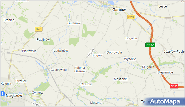 mapa Ługów gmina Jastków, Ługów gmina Jastków na mapie Targeo