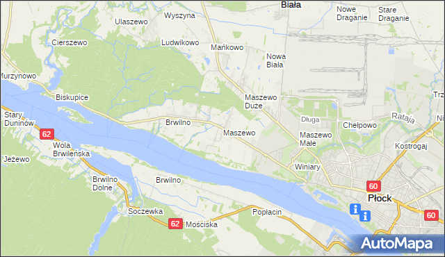 mapa Maszewo gmina Stara Biała, Maszewo gmina Stara Biała na mapie Targeo