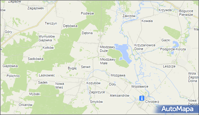 mapa Młodzawy Małe, Młodzawy Małe na mapie Targeo