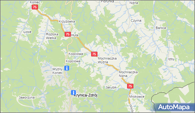 mapa Mochnaczka Wyżna, Mochnaczka Wyżna na mapie Targeo