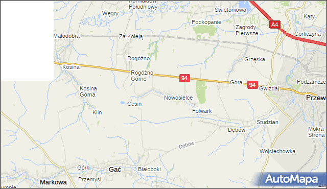 mapa Nowosielce gmina Przeworsk, Nowosielce gmina Przeworsk na mapie Targeo