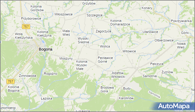 mapa Pęcławice Górne, Pęcławice Górne na mapie Targeo