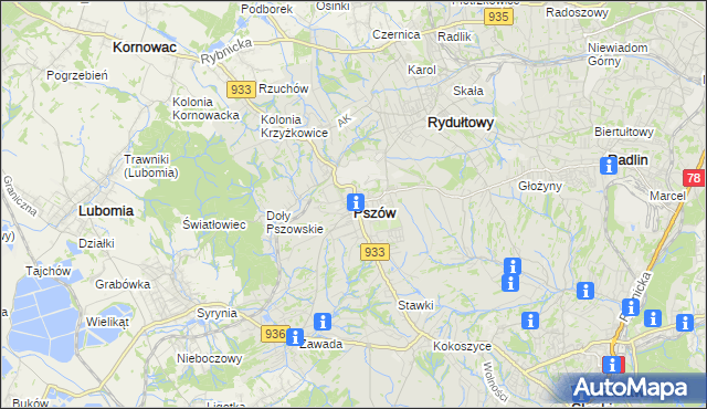 mapa Pszów, Pszów na mapie Targeo