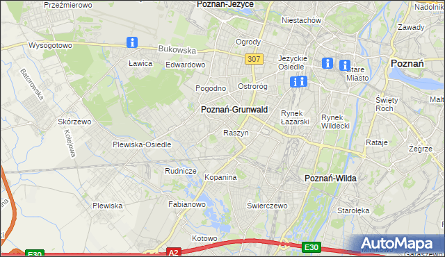 mapa Raszyn gmina Poznań, Raszyn gmina Poznań na mapie Targeo