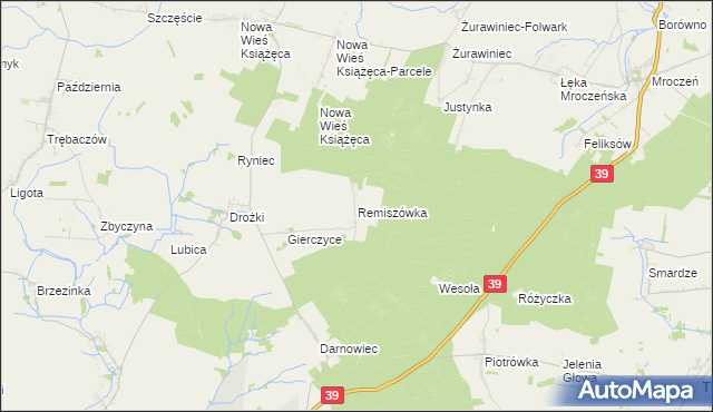 mapa Remiszówka, Remiszówka na mapie Targeo