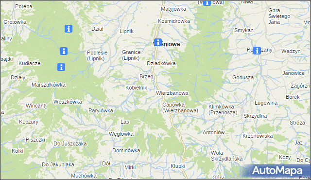 mapa Wierzbanowa, Wierzbanowa na mapie Targeo