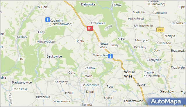 mapa Wierzchowie, Wierzchowie na mapie Targeo