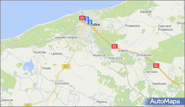 mapa Wodnica gmina Ustka, Wodnica gmina Ustka na mapie Targeo