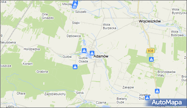 mapa Adamów powiat łukowski, Adamów powiat łukowski na mapie Targeo