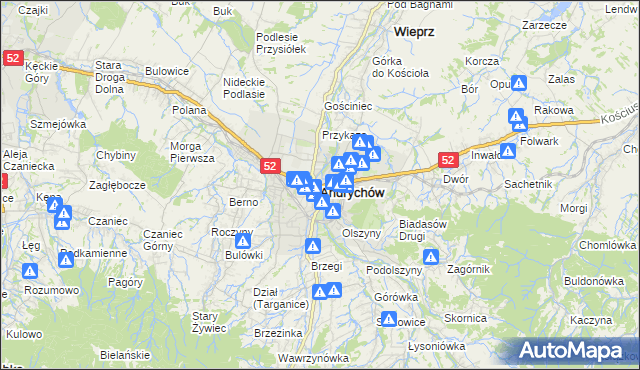 mapa Andrychów, Andrychów na mapie Targeo