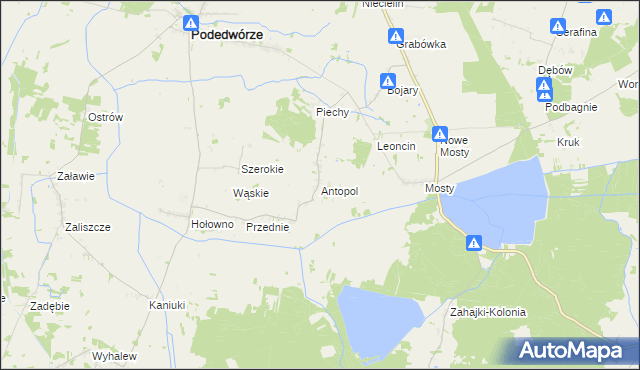 mapa Antopol gmina Podedwórze, Antopol gmina Podedwórze na mapie Targeo
