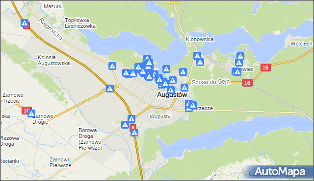mapa Augustów, Augustów na mapie Targeo