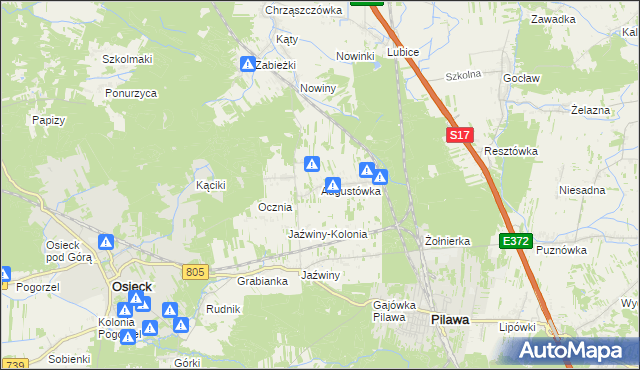 mapa Augustówka gmina Osieck, Augustówka gmina Osieck na mapie Targeo