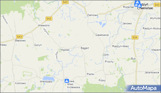mapa Bągart gmina Płużnica, Bągart gmina Płużnica na mapie Targeo