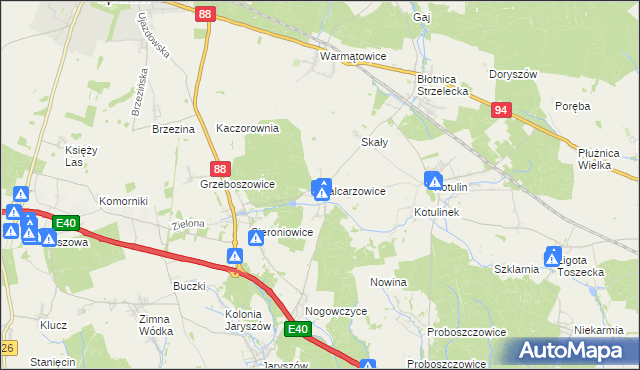 mapa Balcarzowice, Balcarzowice na mapie Targeo
