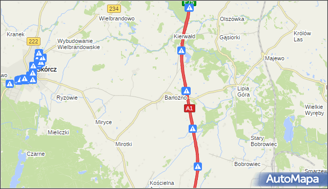 mapa Barłożno, Barłożno na mapie Targeo