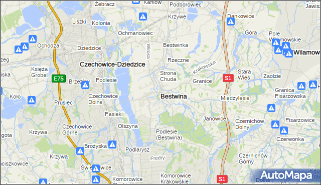 mapa Bestwina, Bestwina na mapie Targeo