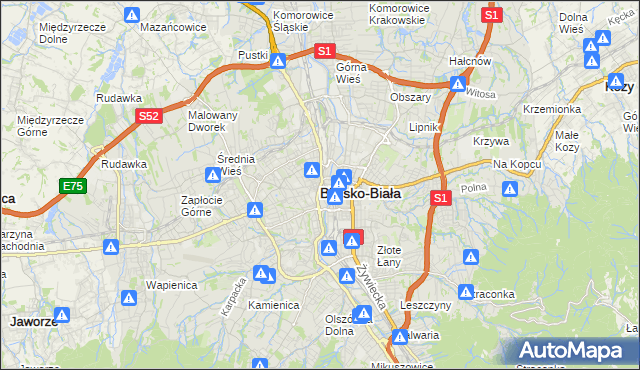 mapa Bielsko-Białej, Bielsko-Biała na mapie Targeo