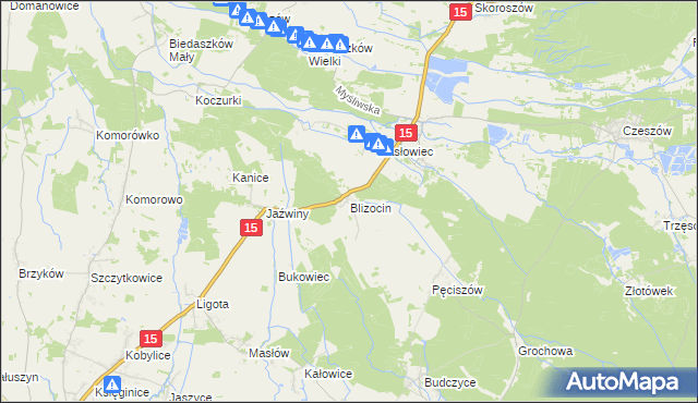 mapa Blizocin gmina Trzebnica, Blizocin gmina Trzebnica na mapie Targeo