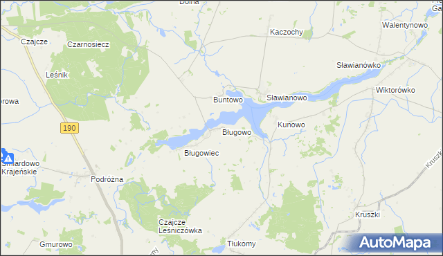 mapa Bługowo gmina Złotów, Bługowo gmina Złotów na mapie Targeo