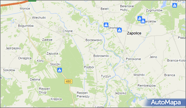 mapa Bobrowniki gmina Sieradz, Bobrowniki gmina Sieradz na mapie Targeo