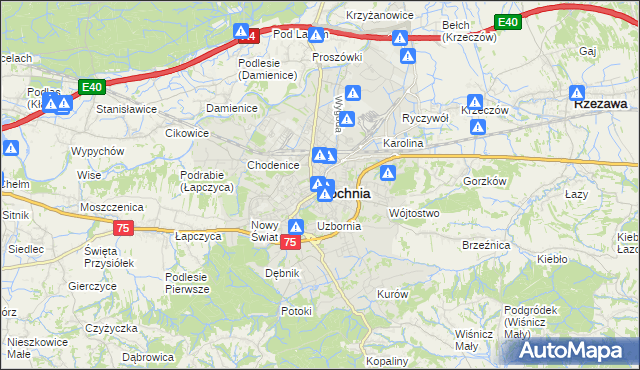 mapa Bochni, Bochnia na mapie Targeo