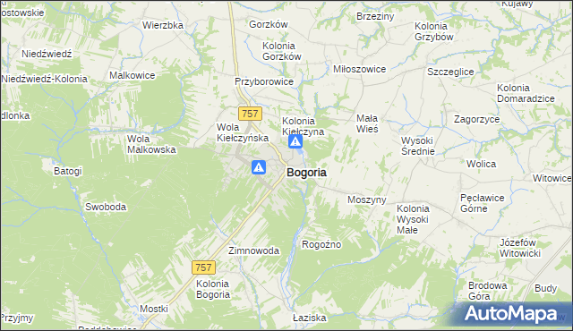 mapa Bogoria powiat staszowski, Bogoria powiat staszowski na mapie Targeo