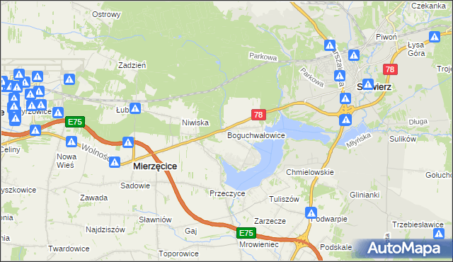 mapa Boguchwałowice, Boguchwałowice na mapie Targeo