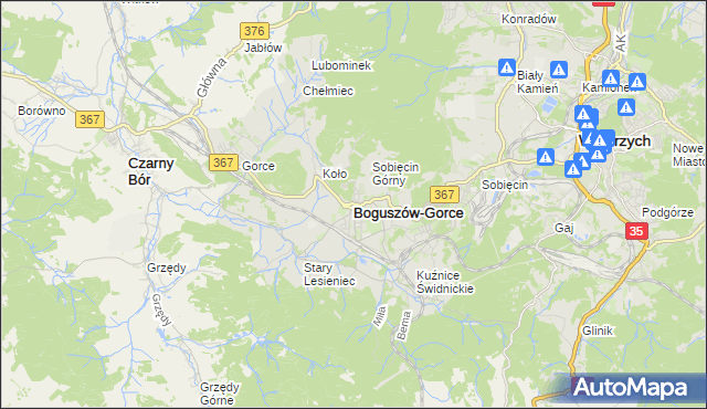 mapa Boguszów-Gorce, Boguszów-Gorce na mapie Targeo