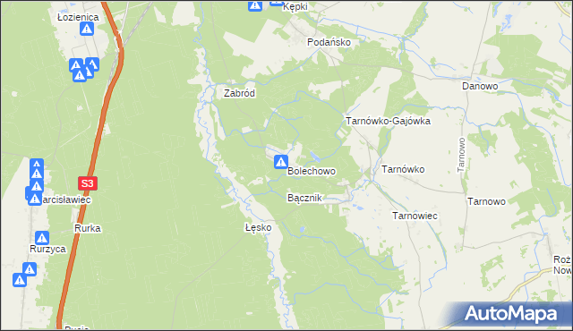 mapa Bolechowo gmina Goleniów, Bolechowo gmina Goleniów na mapie Targeo