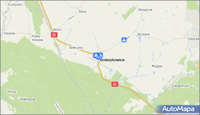 mapa Boleszkowice powiat myśliborski, Boleszkowice powiat myśliborski na mapie Targeo
