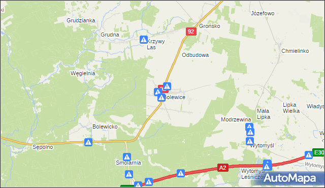 mapa Bolewice gmina Miedzichowo, Bolewice gmina Miedzichowo na mapie Targeo