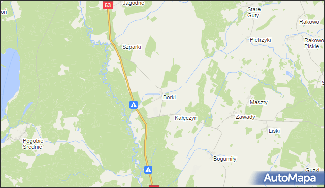 mapa Borki gmina Pisz, Borki gmina Pisz na mapie Targeo
